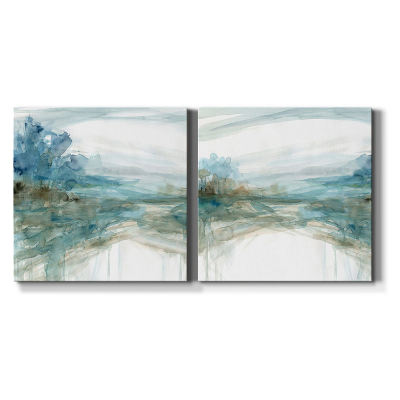 Shimmering Treeline I - ensemble de 2 reproductions d'art sur toile tendue, H 32 po x l 64 po x P 1 po