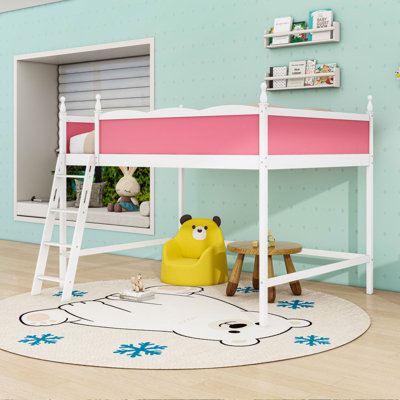 Multifunctional Loft Bed with Ladder and Guardrails