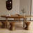 Brown Curved Solid Wood Dining Table-1917722433