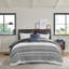 Ensemble d'édredon en coton 3 pièces avec capitonnage en chenille gris double / grand-117517162