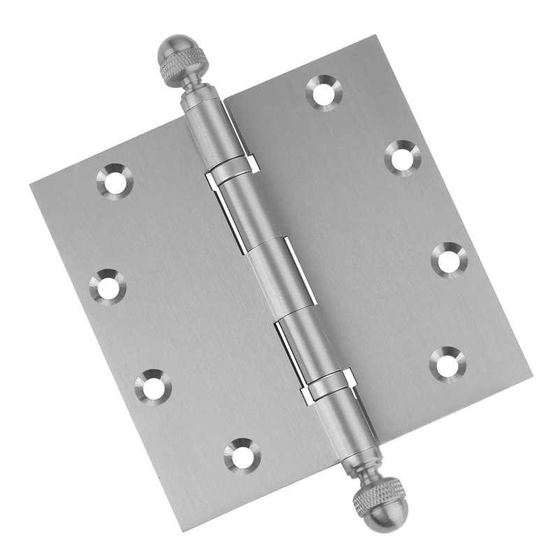 Charnière de porte simple à roulement à billes en laiton massif H 5 po x l 5 po, Nickel satiné