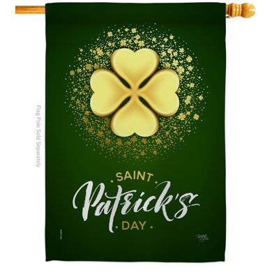 Drapeau de maison en polyester à 2 côtés Shamrock 40 x 28 po