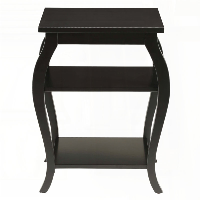 Black 2-Shelf End Table – Cabriole Legs