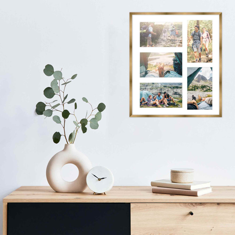 Cadre en bois, 4 po x 6 po, 12 po x 14 po, Bronze / blanc