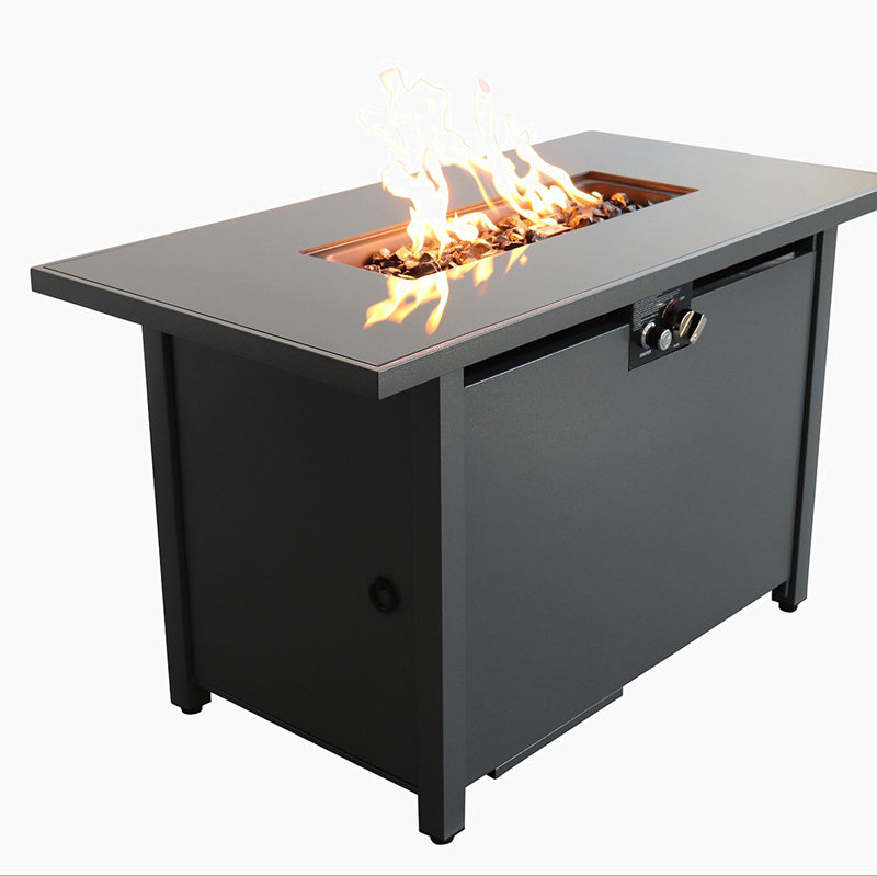 Table de foyer d'extérieur en acier avec couvercle H 25 po x l 42 po