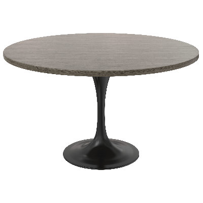 Heatherton 48" Round Dining Table with MDF Top Kitchen Table and Black Stainless Steel Pedestal Base Seats 2-6 Person