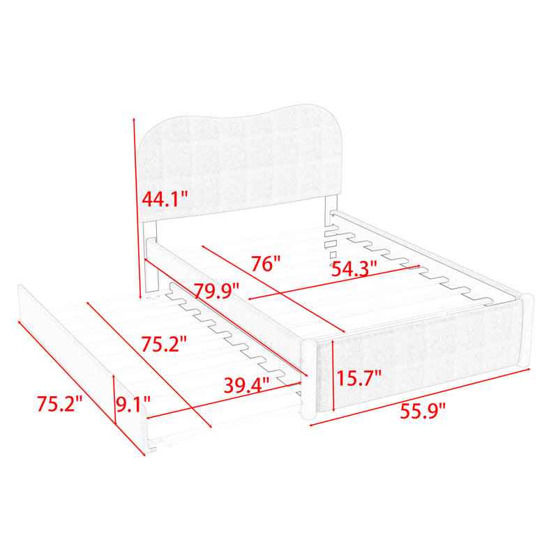 Lit plateforme tapissier Prindle, Double, Blanc