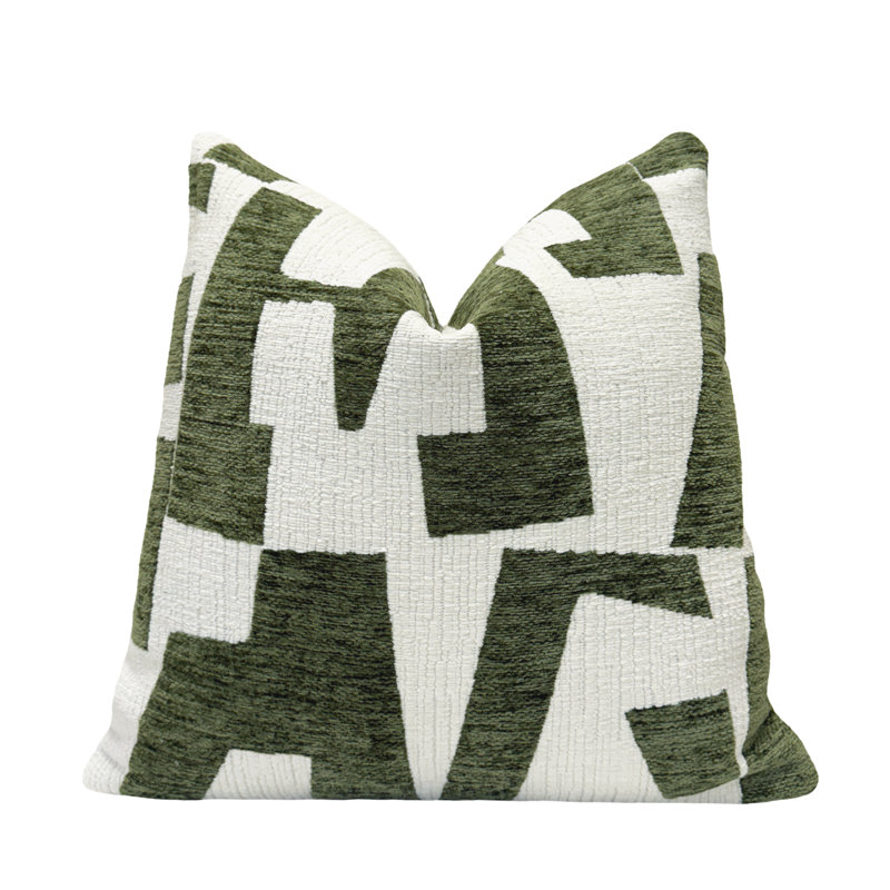 Graphic Chenille Throw Pillow Cover, Square 22", Green