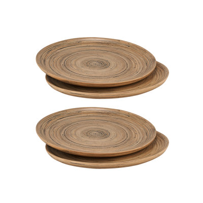 Lexa Bamboo 4 Piece Serving Plate Set, 12 Inch, Black