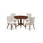L'ensemble de mobilier de salle à manger 5 pièces comprend une table de salle à manger ronde avec piédestal et 4 chaises Parson revêtues de tissu de lin, acajou-511225611-511225844-511225845