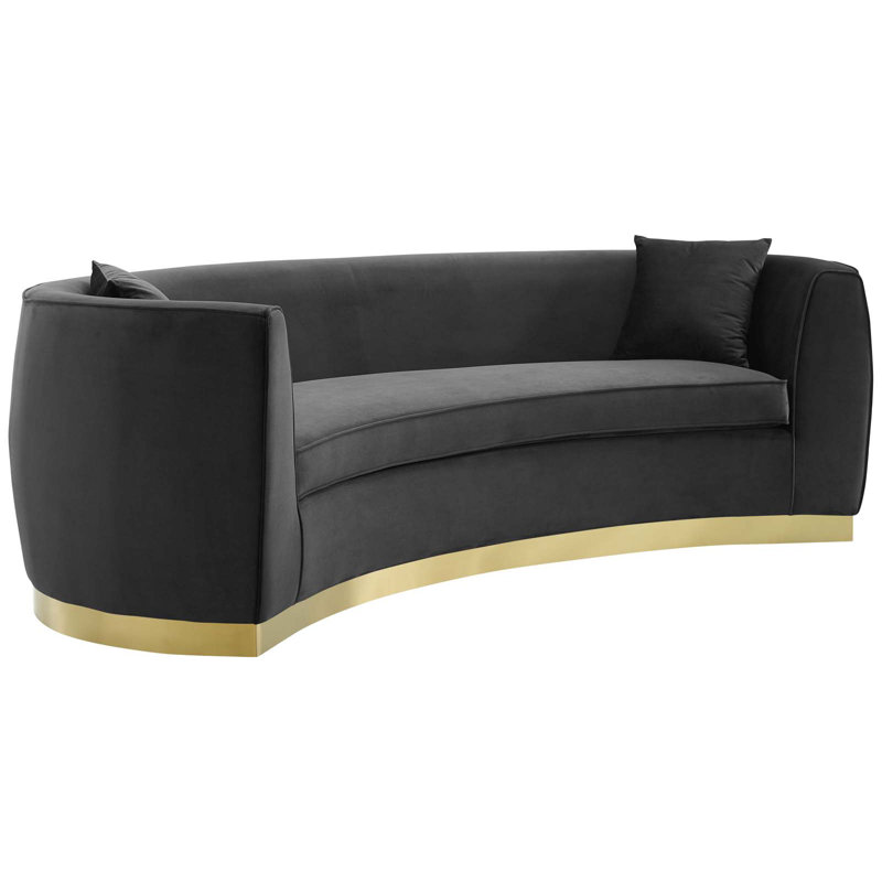 Resolute Curved Performance Velvet Sofa, Black