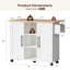 Îlot de cuisine mobile 42 "avec abattant, bar à roulettes avec armoire de rangement et roulettes verrouillables-1464985658