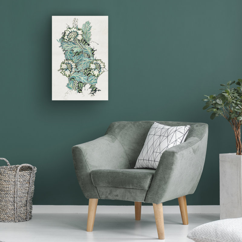 William Morris Green Floral Pattern Canvas Art with Wood Frame