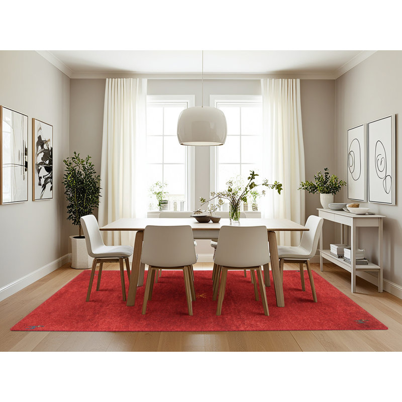 Tapis de zone rouge contemporaine, Rectangle 7 pi x 10 pi