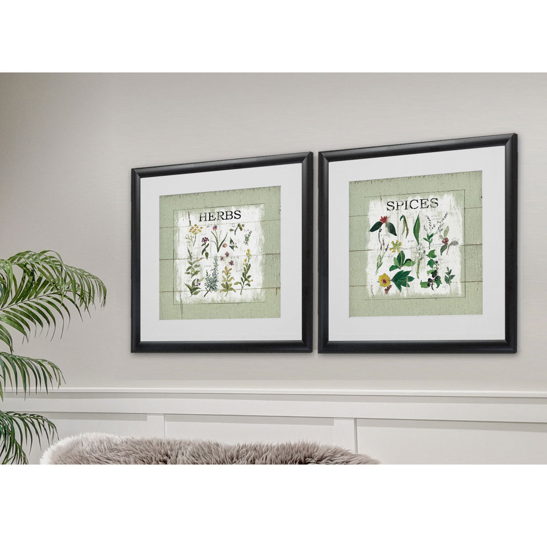 " Shiplap Herbs " 2 - Pieces Gracie Oaks Frame 