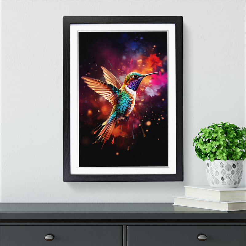 Hummingbird Digital - Single Picture Frame Print on Wood, Black Framed, 46cm H x 34cm W x 2cm D