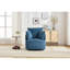 Fauteuil pivotant rond à 360° bleu, structure robuste en bois massif et métal, idéal pour un coin lecture ou un bureau, profondeur 34,51 cm, largeur 31,83 cm, hauteur 35,64 cm, pivotement sur toute la longueur, piètement en cadre, convient pour une chambre d'enfant.