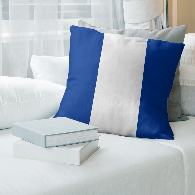 Housse de coussin , 20 po x 20 po, Bleu / Blanc à domicile, Polyester sergé