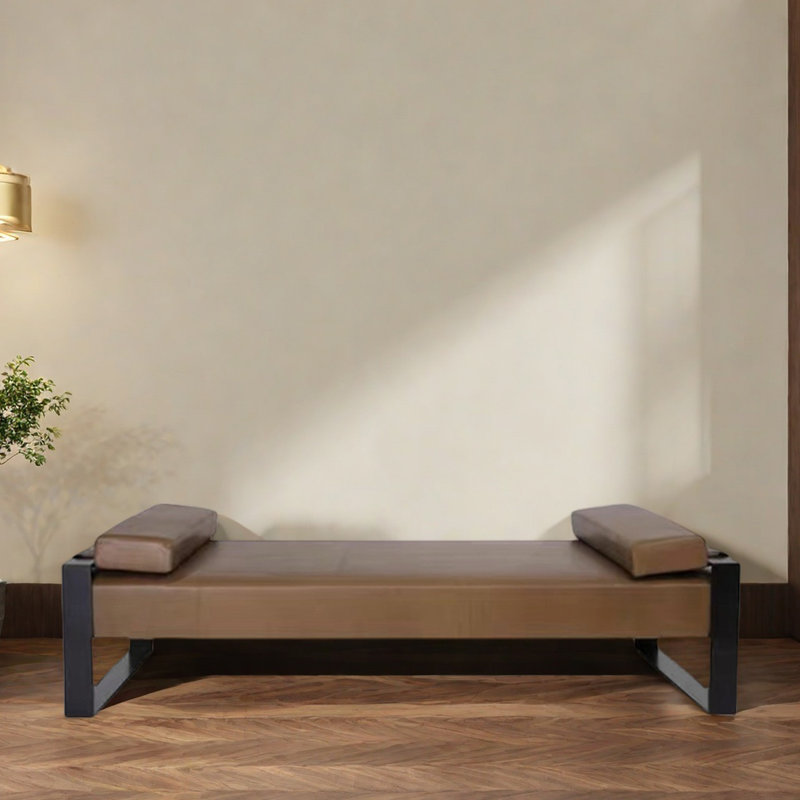 Leather bench shopping mall rest change shoes, 17.72"H x 62.99"W x 17.72"D