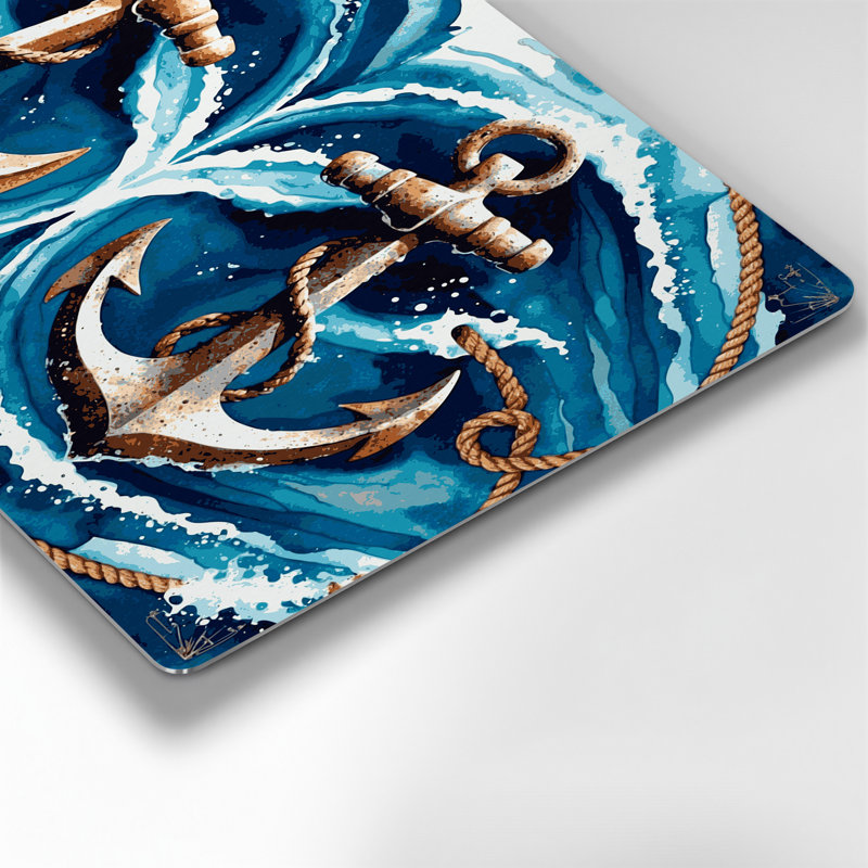 Art mural en métal gris Coastal Double Anchor, H 20 po x l 24 po