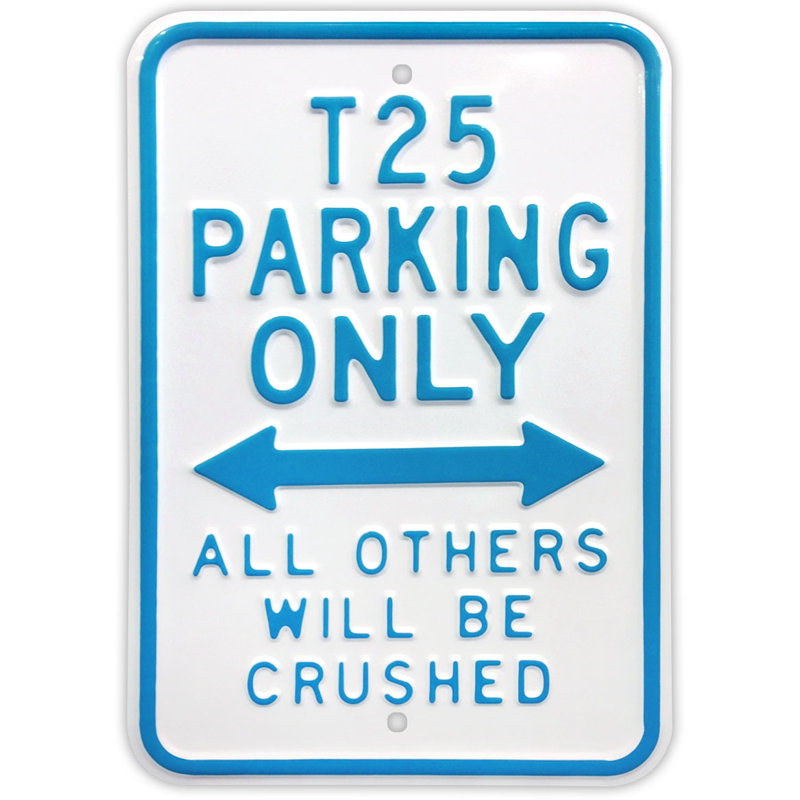 VW T25 Parking Only - No Frame Print on Metal