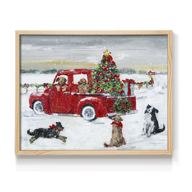 Pooches and Presents -Framed Print - Restickable, H 8 po x l 10 po, Naturel
