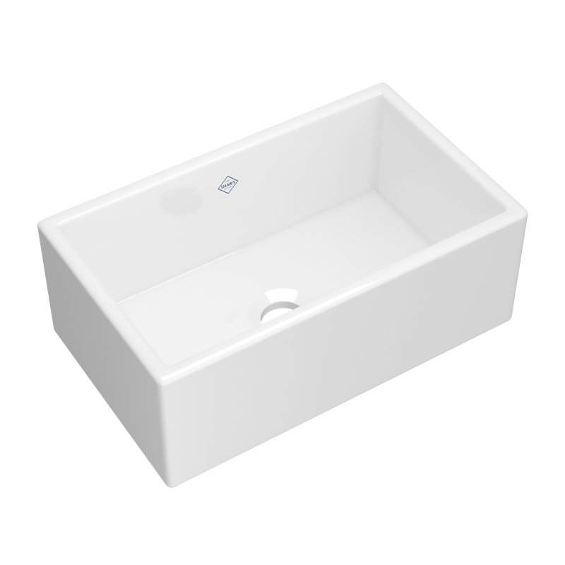 Shaws 30" Single Bowl Farmhouse Apron Front Fireclay Kitchen Sink, White