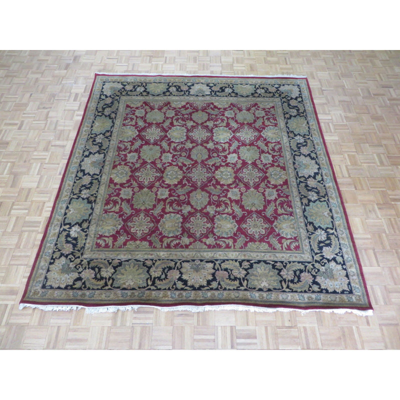 Tapis de zone en laine 8 pi 10 po x 9 pi 2 po one-of-kind à la main noué la bourgogne Bearfield