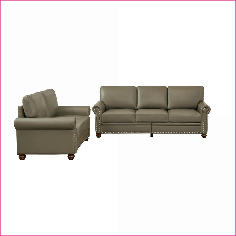 Canapé modulaire en cuir synthétique taupe 2 + 3 places avec rangement | Standard moderne, Similicuir gris