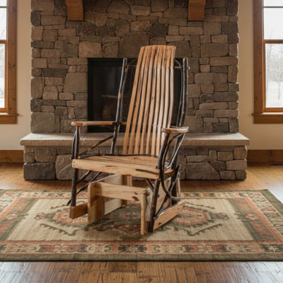 Fauteuil à bascule Timberlux en noyer rustique