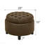 Repose-pieds de rangement rond 25 "avec plateau, capitonné - café-130176356