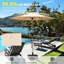 Parasol de terrasse 7,5 pi - beige, bloquant, imperméable, 6 cadres, pour jardin, terrasse, cour, piscine extérieure protégée, 6 nervures, patio, cour arrière