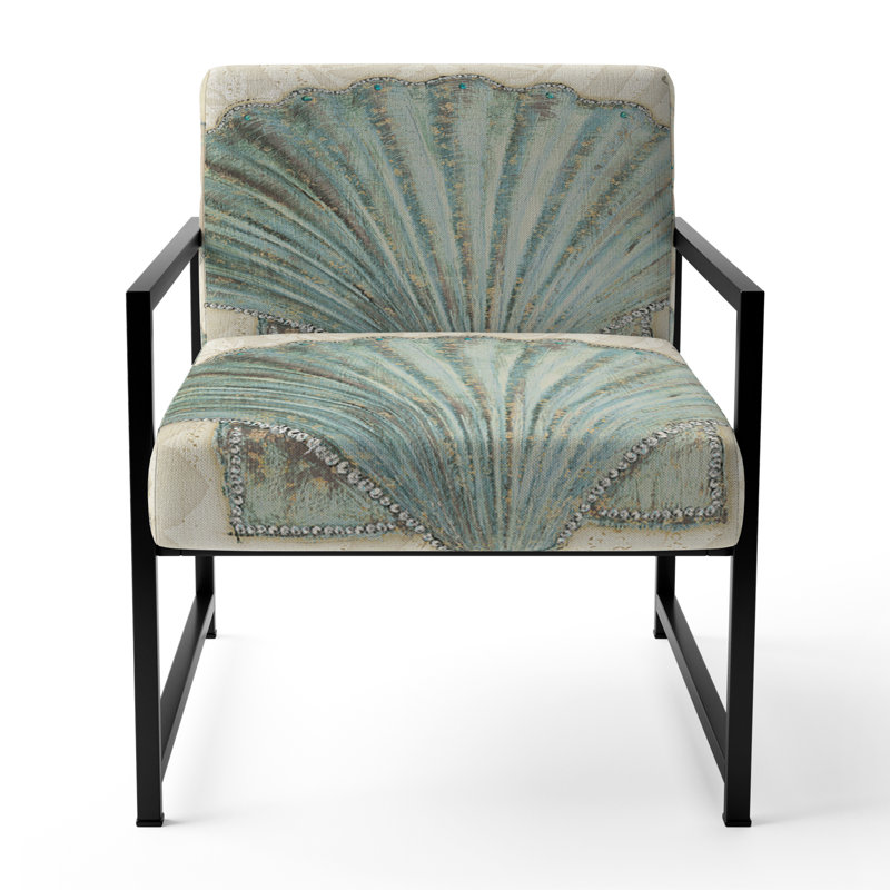 Luft Seastar and Blue Sea Shell II - Nautical & Coastal Upholstered Arm Chair, Black