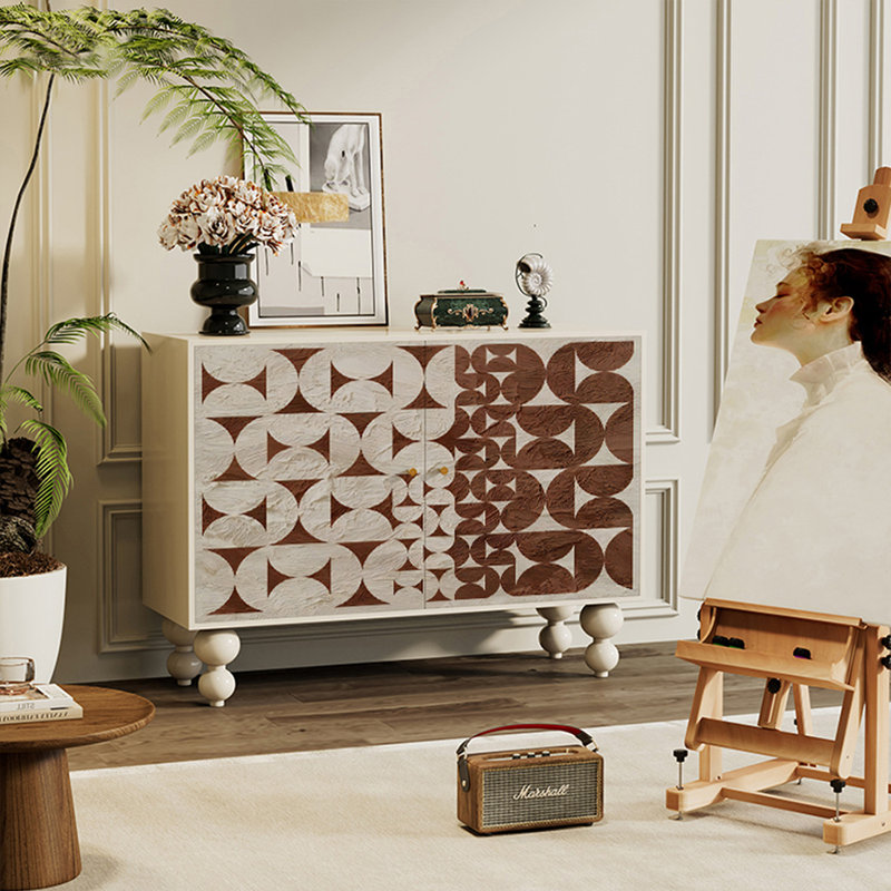 Armoire d'appoint moderne en bois massif, Blanc