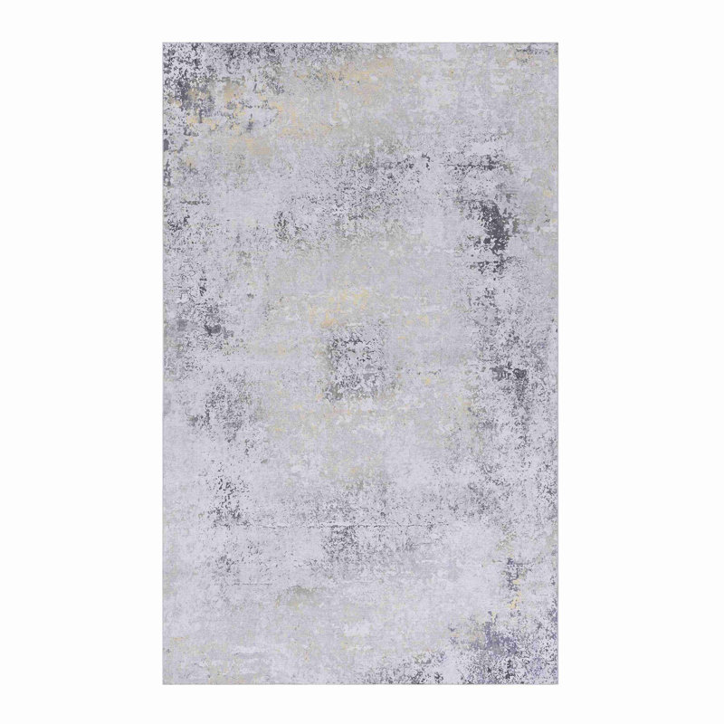 Tapis 8 pi x 10 pi gris et doré lavable, Rectangulaire 8 pi x 10 pi