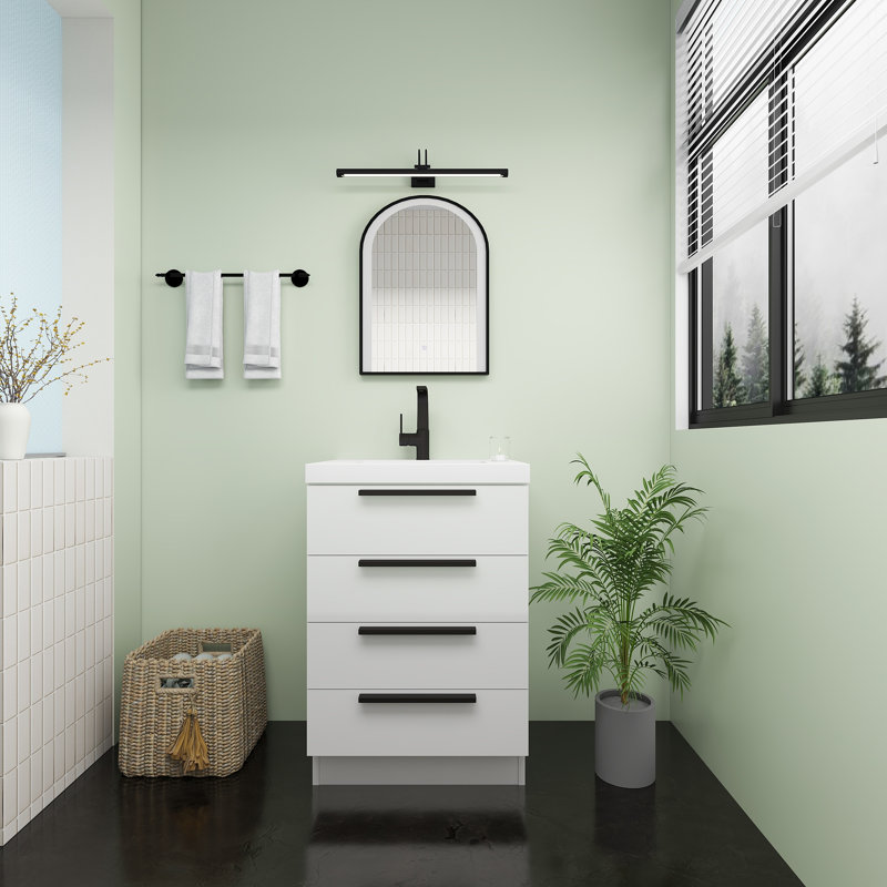 Meuble-lavabo autoportant Carla, Blanc brillant, 24"