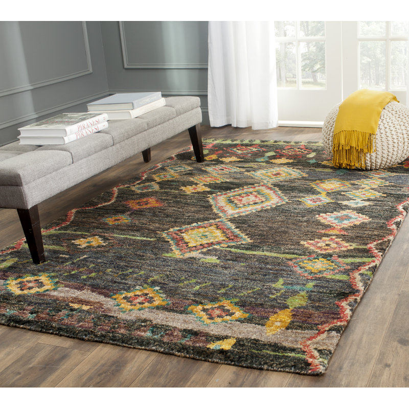 Yates Hand Knotted Wool Geometric Rug, Rectangle 4' x 6'