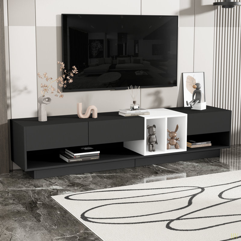Sleek And Stylish TV Stand With Storage Solution, Media Console For Tvs Up To 80'', Functional TV Cabinet With Versatile Compartment For Living Room