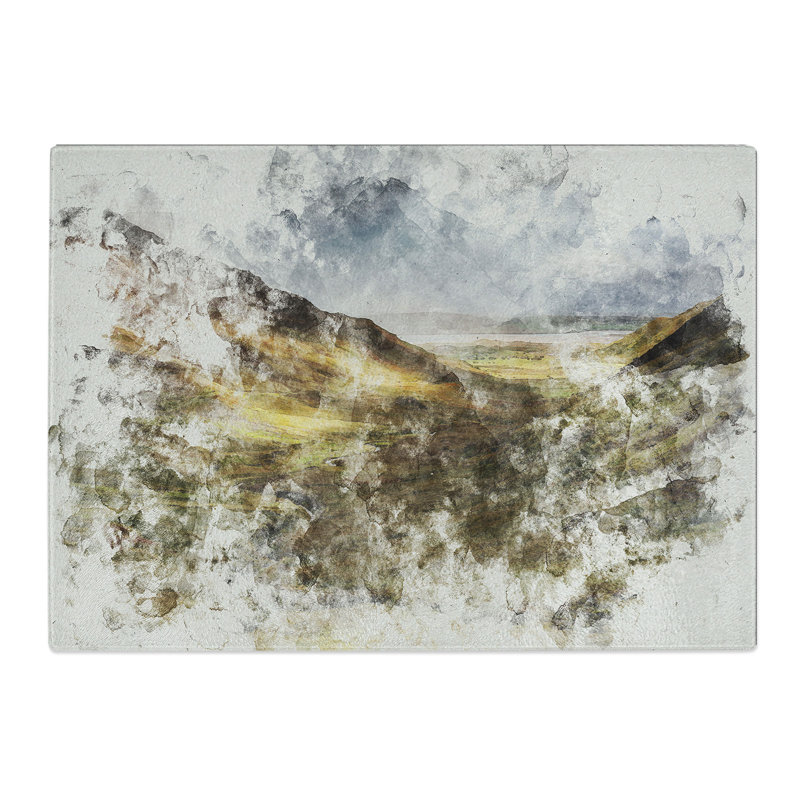 Glangesh Pass in Ireland Watercolour Chopping Board, 0.4cm H x 20cm W x 28.5cm L