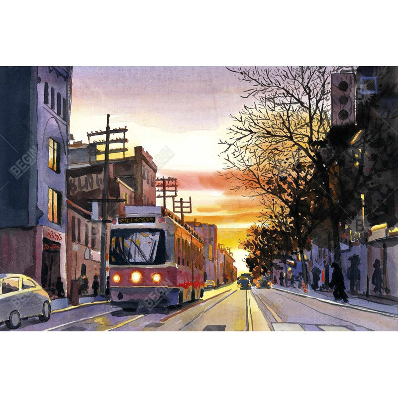 Coucher de soleil à Toronto, H 36 po x l 24 po