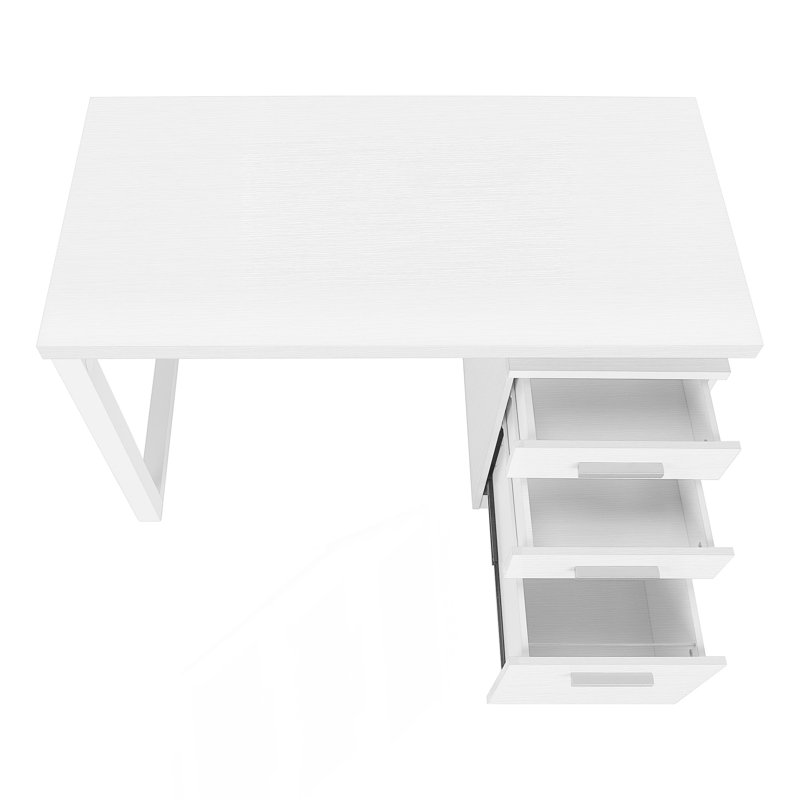Bureau d'écriture, bureau d'ordinateur avec 3 tiroirs de rangement, White