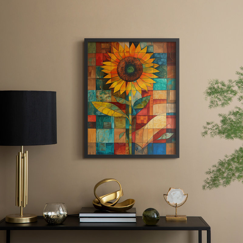 Série FLORAL CDLxxix - reproduction encadrée de qualité supérieure - prête à être accrochée - aucun clou requis, Noir