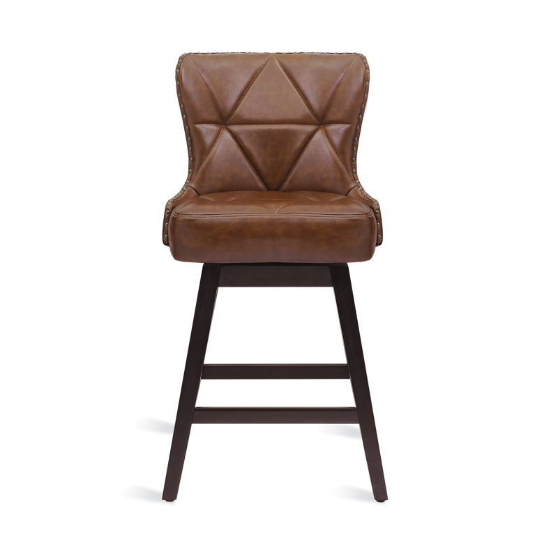 Tabouret de comptoir pivotant 26 po Arabele, Similicuir brun, 1, Marron foncé