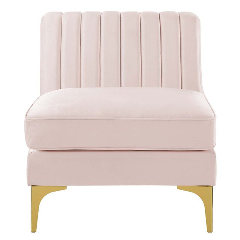 Chaise sans accoudoirs en velours Triumph Channel, Rose