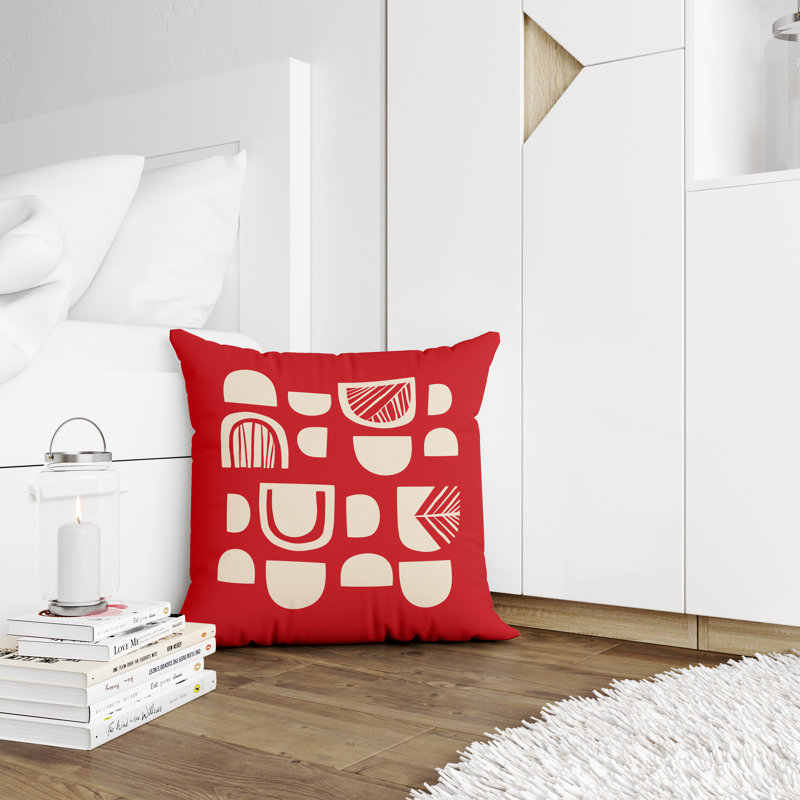 Jeté carré en polyester intérieur / extérieur, L 15 po x H 15 po, Rouge