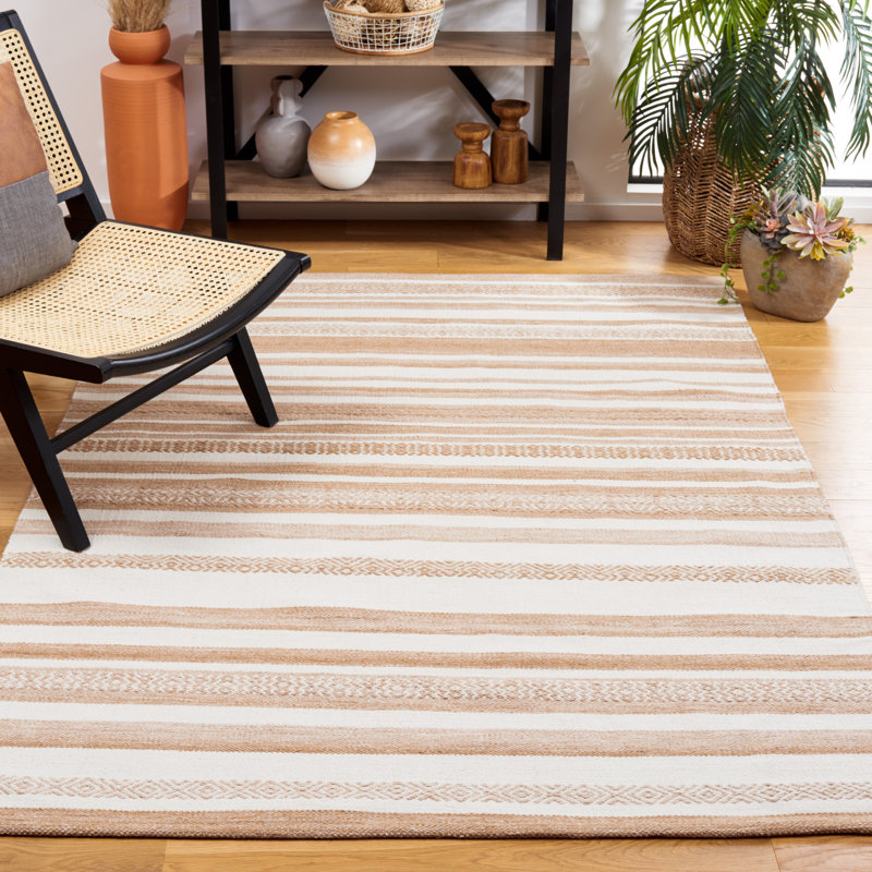 Arcolia Striped Kilim Hand Woven Performance Southwestern Rug, Rectangle 4' x 6'