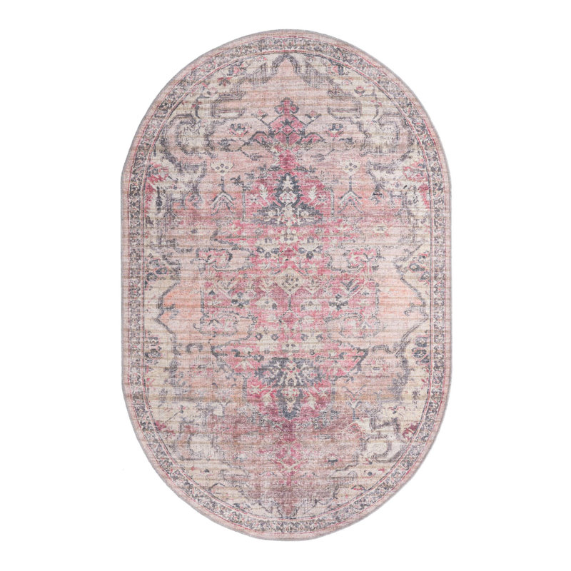 Engelman Washable Oriental Indoor Rug, Oval 5'3" x 8'