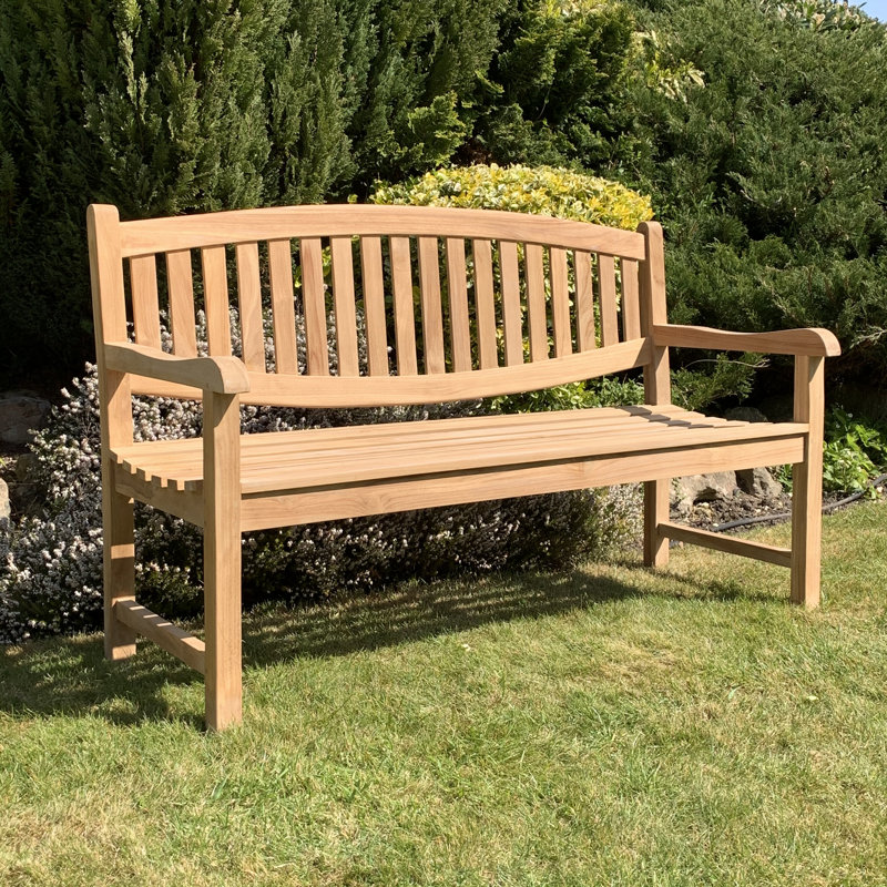 Novella Solid Wood Teak Outdoor Bench, 226.6cm H x 156cm W x 60cm D