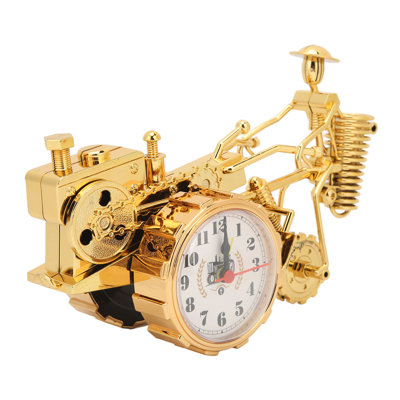 Horloge de bureau en forme de tracteur, réglage précis de l'heure, plastique, 23,5 x 14 x 10 cm, ornement décoratif et pratique, couleur or.
