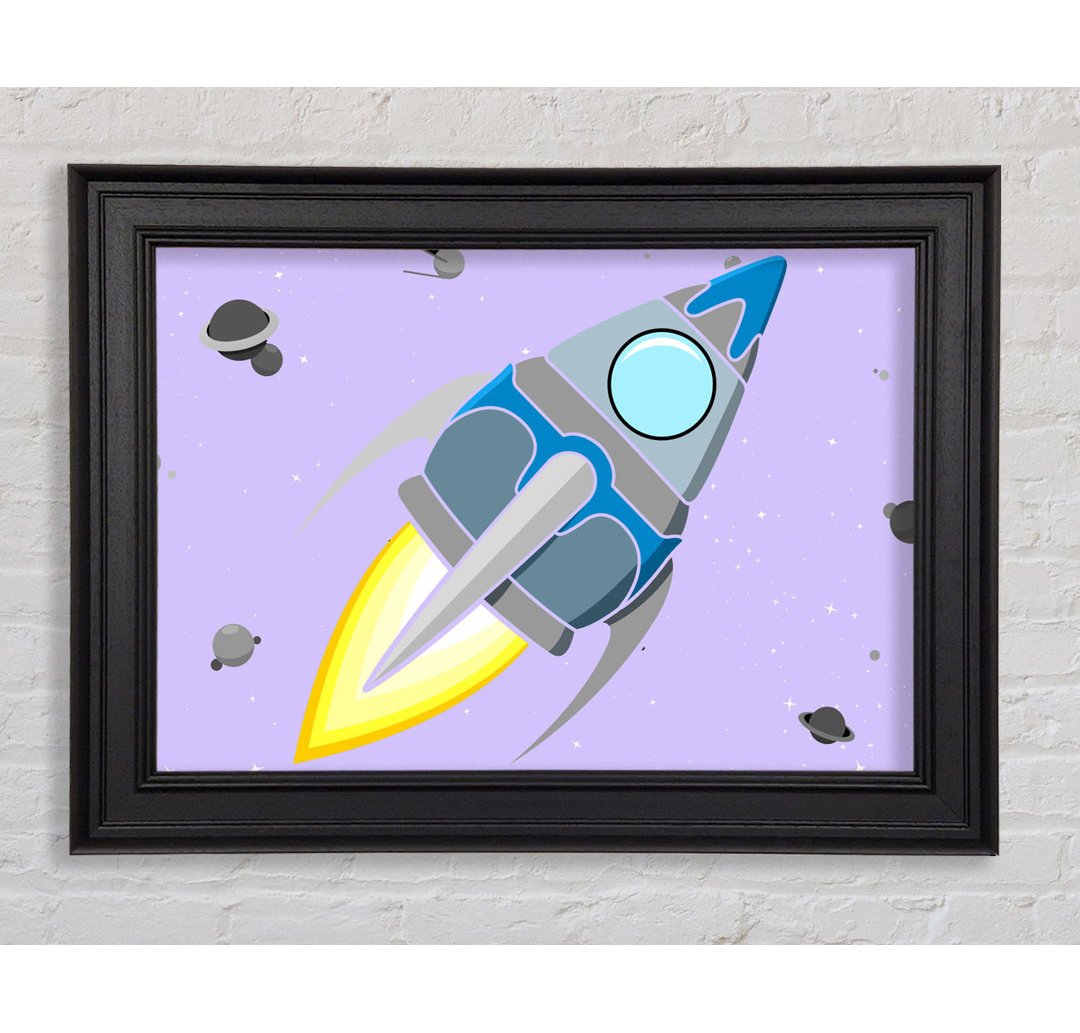 Rocket Ship Lilac Gerahmter Druck